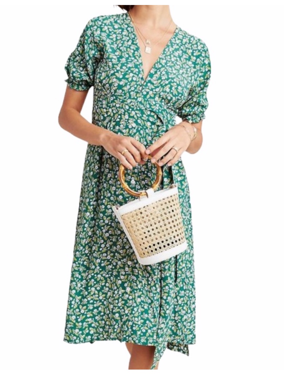 Faithfull The Brand X Anthropologie Midi Dress 6 M Farah Banje Green Floral